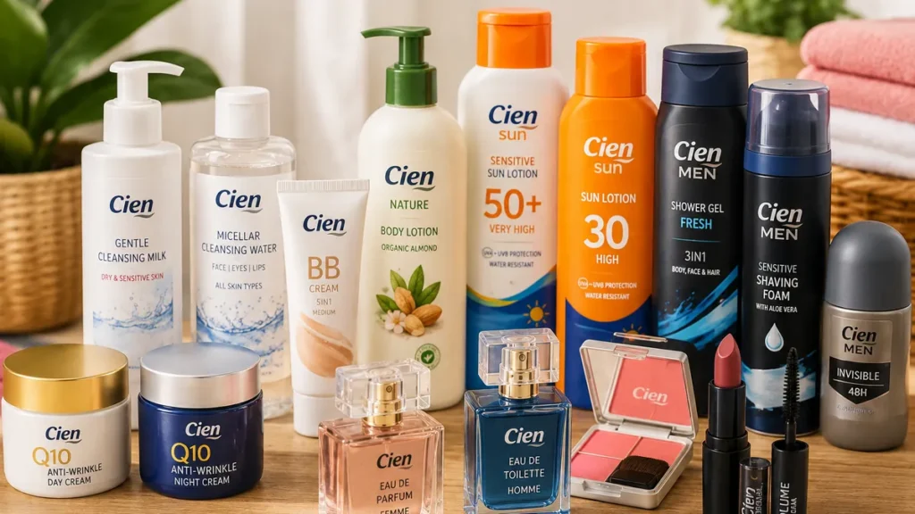 Produits de beauté et d’hygiène Cien Lidl présentés dans une salle de bain lumineuse