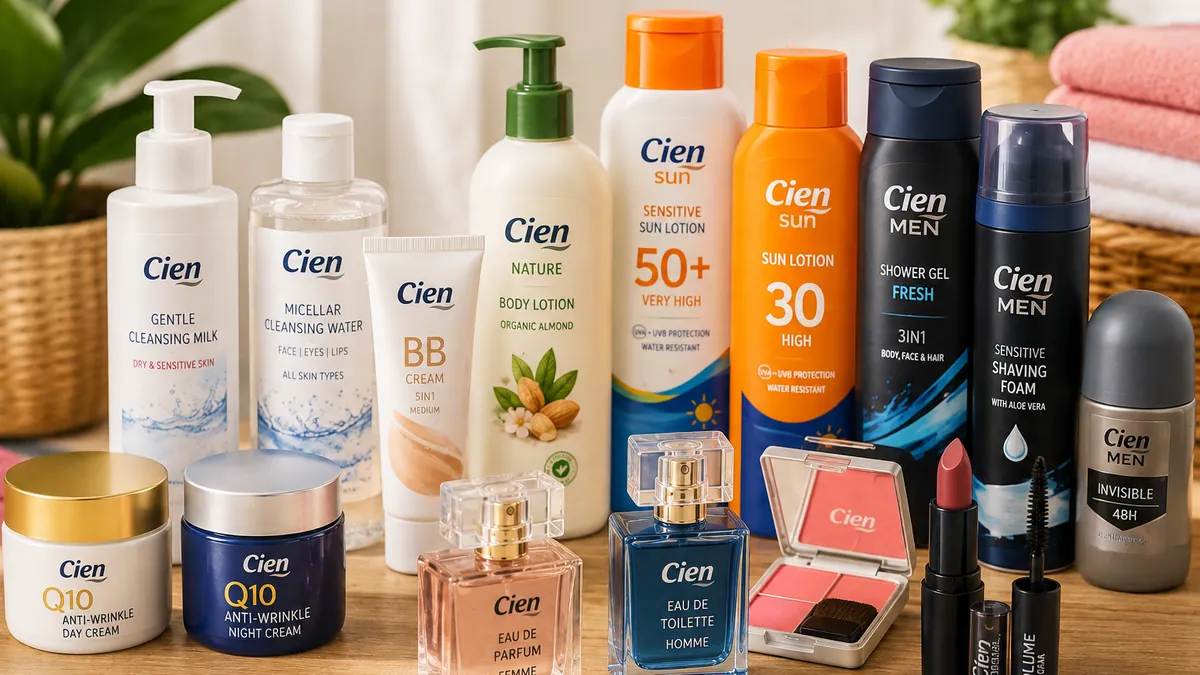 Produits de beauté et d’hygiène Cien Lidl présentés dans une salle de bain lumineuse