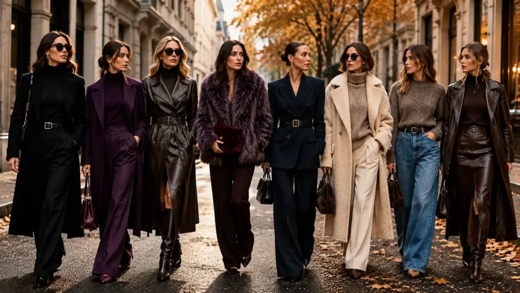 Looks femme illustrant les tendances automne hiver 2026 2027 en ville