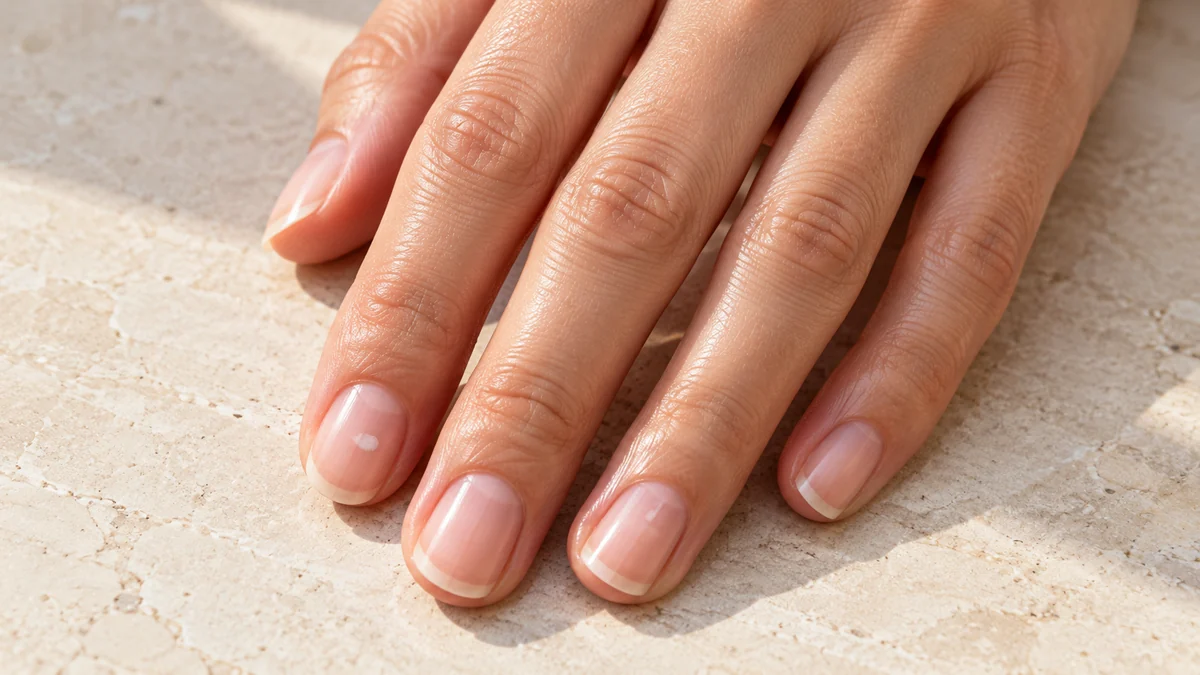 Petite tache blanche visible sur l’ongle d’une main