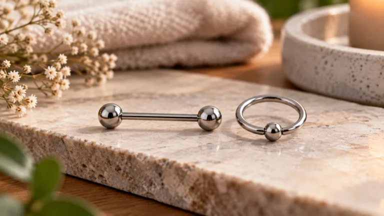 Bijoux de piercing téton avec barre droite et anneau